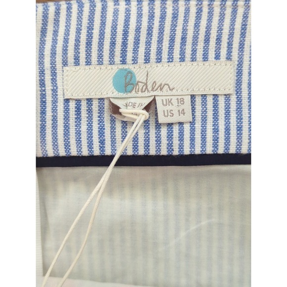 NWT Boden Striped Floral Pineapple Embroidered Skirt Sz 14 Skirt Tropical Lined - Picture 5 of 8